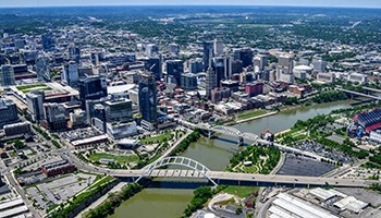 aerial view of Nashville
