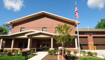 Front view of Fire Station 11 building