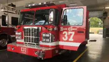 Fire Station 37 truck inside garage