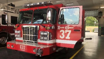 Fire Station 37 truck inside garage