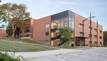 Left corner view of Highland Heights building