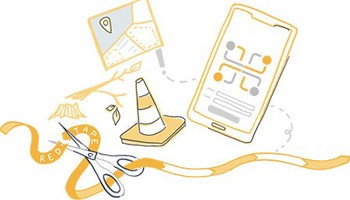 illustration of a phone with the hubNashville app