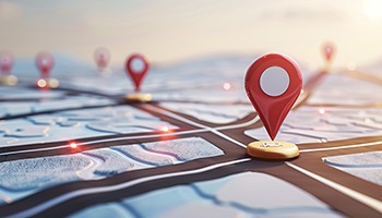 Illustration: Roadmap with location markers floating above it. (AI Generated)