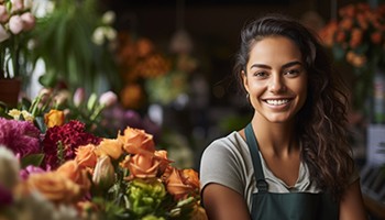 photo: hispanic woman standng in her flower shop
