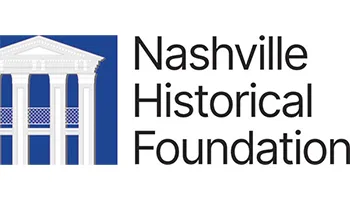 Nashville Historical Foundation logo with blue building columns and black text.