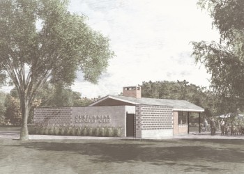 Rendering of rear wall of Croquet Clubhouse Cafe at Centennial Park