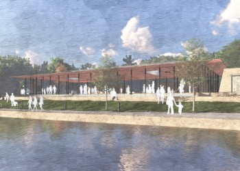 Rendering of future event pavilion in Centennial Park