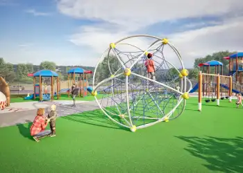 Aerial rendering of Trinity Hills Playground