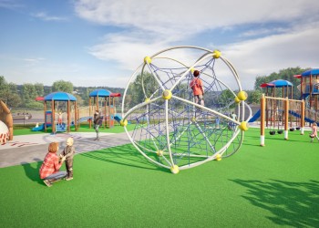 Aerial rendering of Trinity Hills Playground