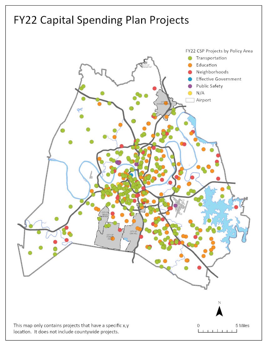Fiscal Year 2022 Capital Spending Plan Projects map