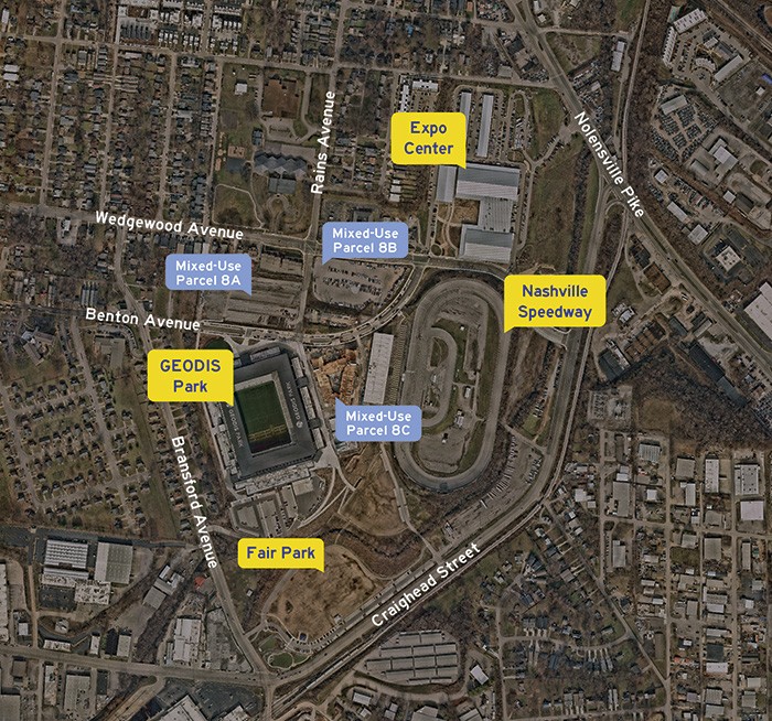 Map of Fairgrounds with Labels; Note: text description follows the image