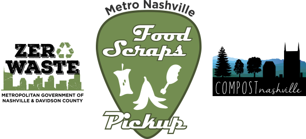 logos for zero waste Nashville, Food Scraps Pickup, and Compost Nashville