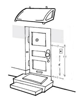 diagram of Knox Box location outside entry door