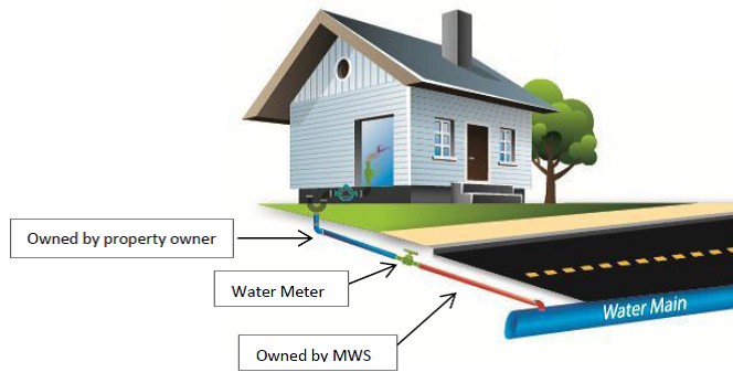 Plumbing Diagram Showing Pipe Ownership and Meter Location