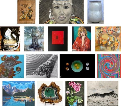 collage of artwork by different artists