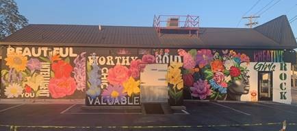 Building Lined with Mural