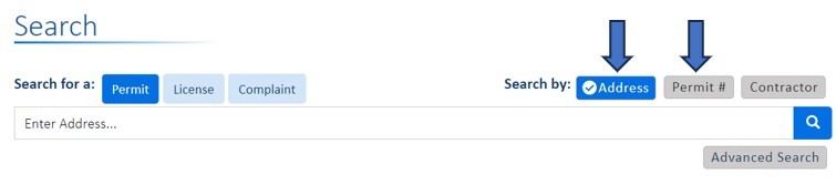 ePermits search by options