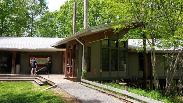 Beaman Park Nature Center entrance in spring