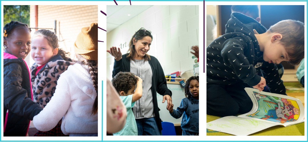 collage of childen and teachers in child care programs