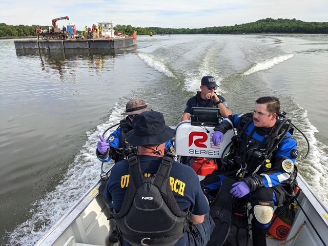 Urban Search and Rescue team in a boat
