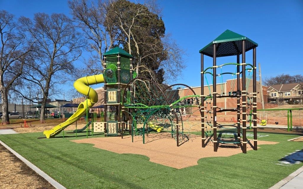 New playground tower at Dudley Park