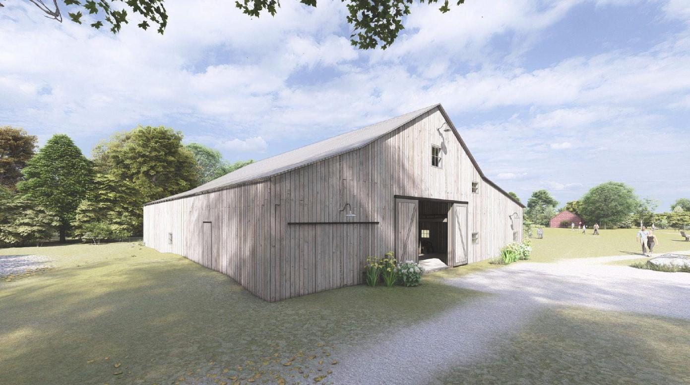 Rendering of rehabilitated barn at Mill Ridge Park
