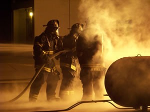 Fire Fighters Fighting a Fire