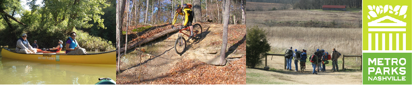 Three photo collage showing various outdoor settings at Metro Parks; Kayaking, Cycling & Hiking