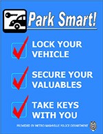 Image of Park Smart Poster: Lock your vehicle, Secure your valuables, Take keys with you