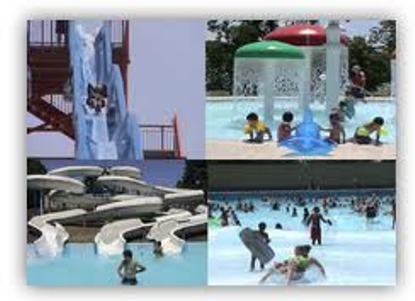 Photo collage of four photos showing various Water Park activities