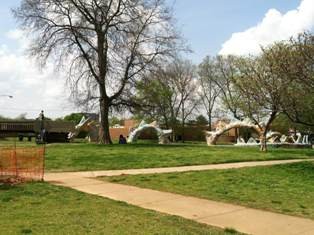 Photo of Serpent/Dragon sculpture at Fannie Mae Dees Park