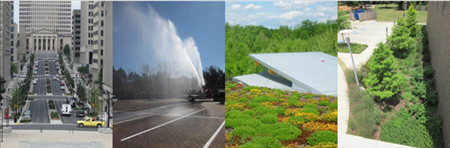 Collage of photographs showing water in various uses