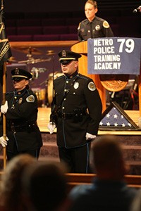 Metro Police flag team standing at attention