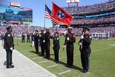 Metro Police flag team standing at attention