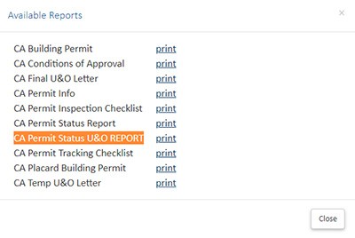 Visual representation of a permit search return in ePermits