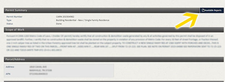 Visual representation of a permit search return in ePermits