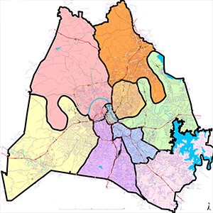 map of coverage areas of Metro Nashville Police Precincts
