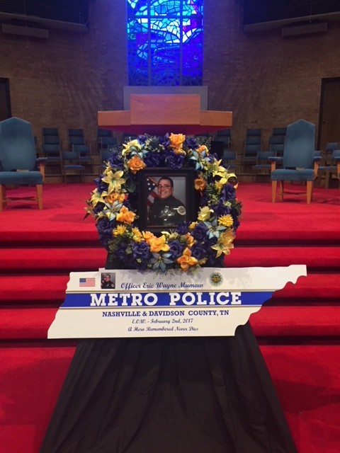 Photo of the Memorial Wreath at funeral for Officer Eric Mumaw