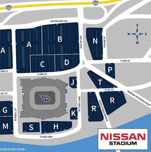 Nissan Stadium Parking Map - 2003