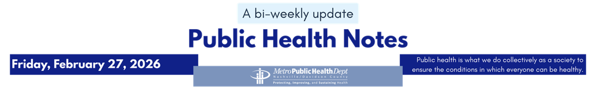 banner image for public health note, February 27, 2026
