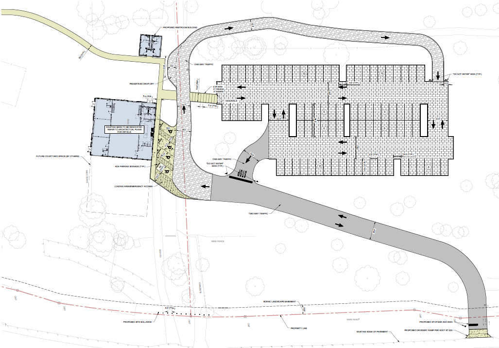 Drawing of new parking lot on west side of park property