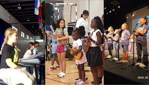 kids playing piano, ukelele & singing
