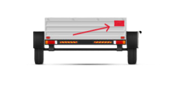 Small open top trailer showing permit placement at the top right corner of the trailer on the back of the trailer.