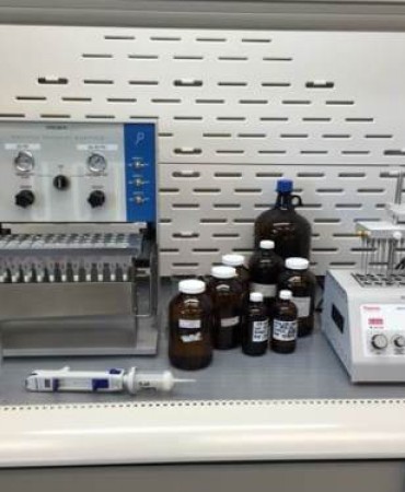 Fume hood for ventilation of volatile chemicals.