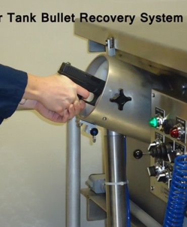 Shooting into the water tank bullet recovery system.
