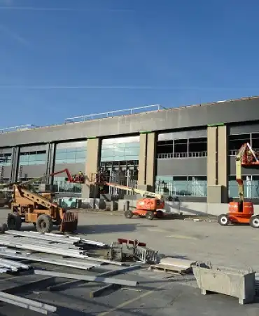 Exterior construction on the Crime Lab at the Paul Scurry Building, December 2012.