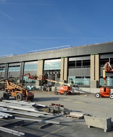 Exterior construction on the Crime Lab at the Paul Scurry Building, December 2012.