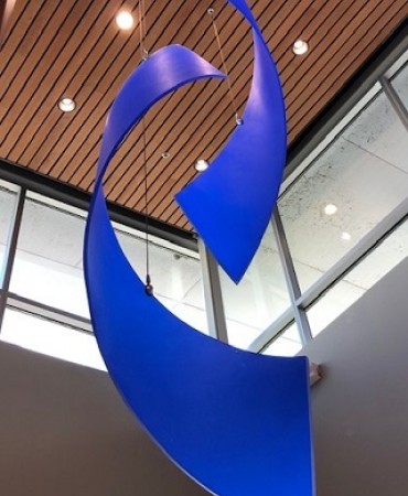 Lobby art inspired by a DNA helix.