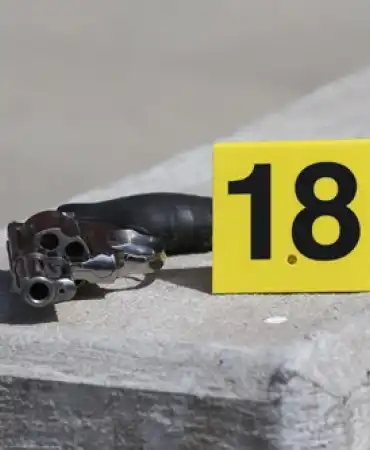 The marking of evidence at a crime scene.