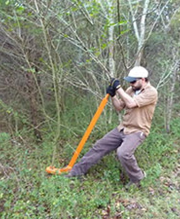 worker in natural area
